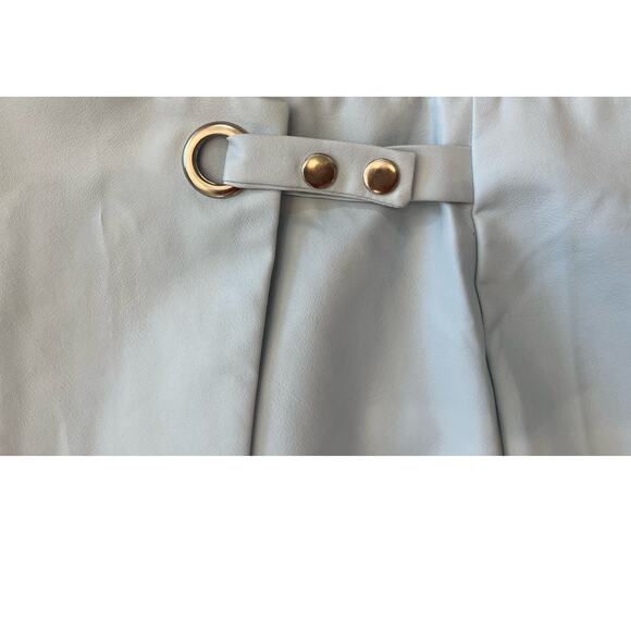 Francesca's Faux Leather Powder Blue Mini Skirt Zip Closure Small New - Picture 3 of 8